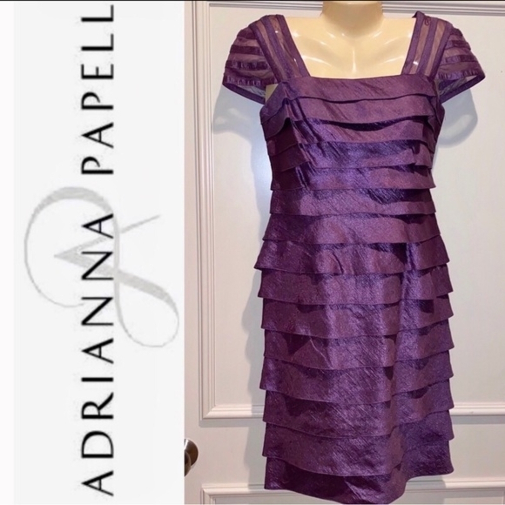 Adrianna Papell New  Rich Purple Layered Mini Dress